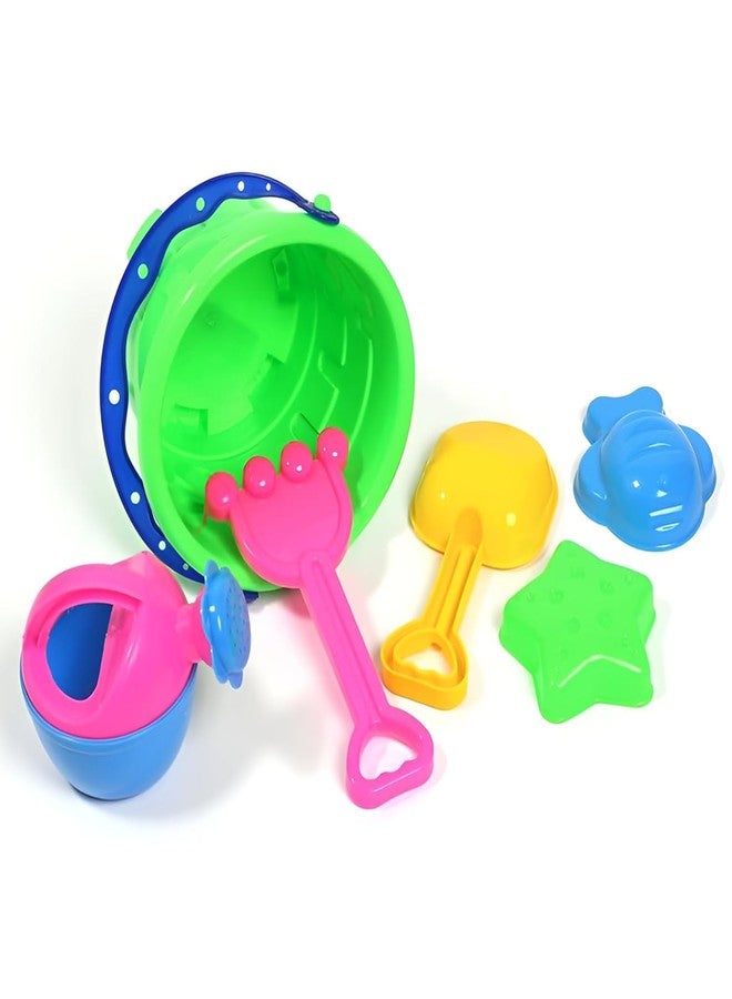 HARIRUP Colourful Baby Toys Set, Outdoor Toy Play and Summer Fun Creative Activity Playset for Kids Plastic Rattles and Shapes, 6-Piece Sand Castle Building Set - Image 1